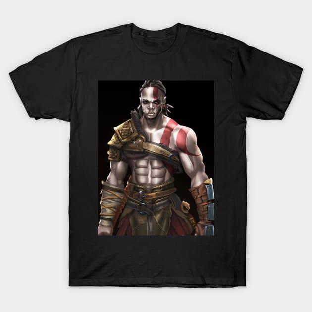 God Of War Fanart - Black Kratos Collection T-Shirt by Beckley Art